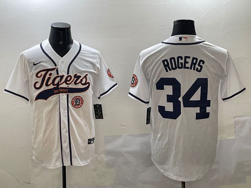 Men Detroit Tigers #34 Rogers White Jointly Name 2025 Nike MLB Jersey style 5